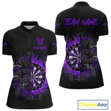 Load image into Gallery viewer, Purple Wolfs Flames Dartboard Custom Darts Quarter-Zip  Shirt For Women Grunge Dart Jerseys NYN1954