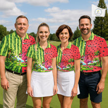 Load image into Gallery viewer, Flamingo Watermelon Polo Shirt Mens Golf Polo Shirts Custom Tropical Pattern Flamingo Golf Shirts NYN2878