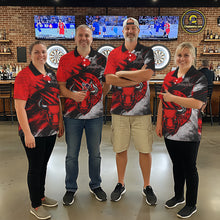 Load image into Gallery viewer, Custom Red Grunge Funny Bull Darts Polo &amp; 1/4 Zip Shirt For Women Bull Darts Team Jerseys NYN2890