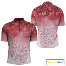 Load image into Gallery viewer, White &amp; Red Snowflakes Ice Dartboard Custom Quarter-Zip Dart Shirt For Men Xmas Dart Jerseys NYN2025