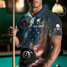 Load image into Gallery viewer, American Flag Skull Smoke 8 Ball Billiard 3D Shirt For Men Personalized Pool Billiard Team Attire NYN2745