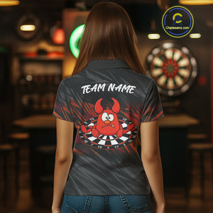 Custom Black Orange Funny Lobster Grunge Dart Women Polo Shirt Dart Team Jerseys NYN1541