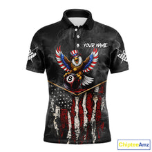 Load image into Gallery viewer, Smoke Grunge US Flag Eagle 8 Ball Cue Billiard Pool Shirt For Men Custom Patriotic Billiard Appeal NYN2763
