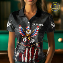 Load image into Gallery viewer, Smoke Grunge US Flag Eagle 8 Ball Cue Billiard Pool Shirt For Women Custom Patriotic Billiard Appeal NYN2763
