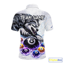 Load image into Gallery viewer, Funny Black-White Wolf Thunder Pool Ball Billiard Shirt For Men Custom Ball 8 Billiard Attire NYN2614