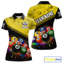 Load image into Gallery viewer, Custom Colorful Splash Ball Billiard Shirt For Women Personalized Cue Billiard Attire Gifts NYN2337