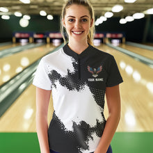 Load image into Gallery viewer, Custom Bowling Shirt Eagle Bowling Team Jersey Patriotic Women Quarter Zip Shirt for Bowlers QZT296