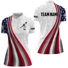 Load image into Gallery viewer, American Flag Bowling Shirt Bowling Team League Quarter Zip Bowling Shirt for Women QZT257