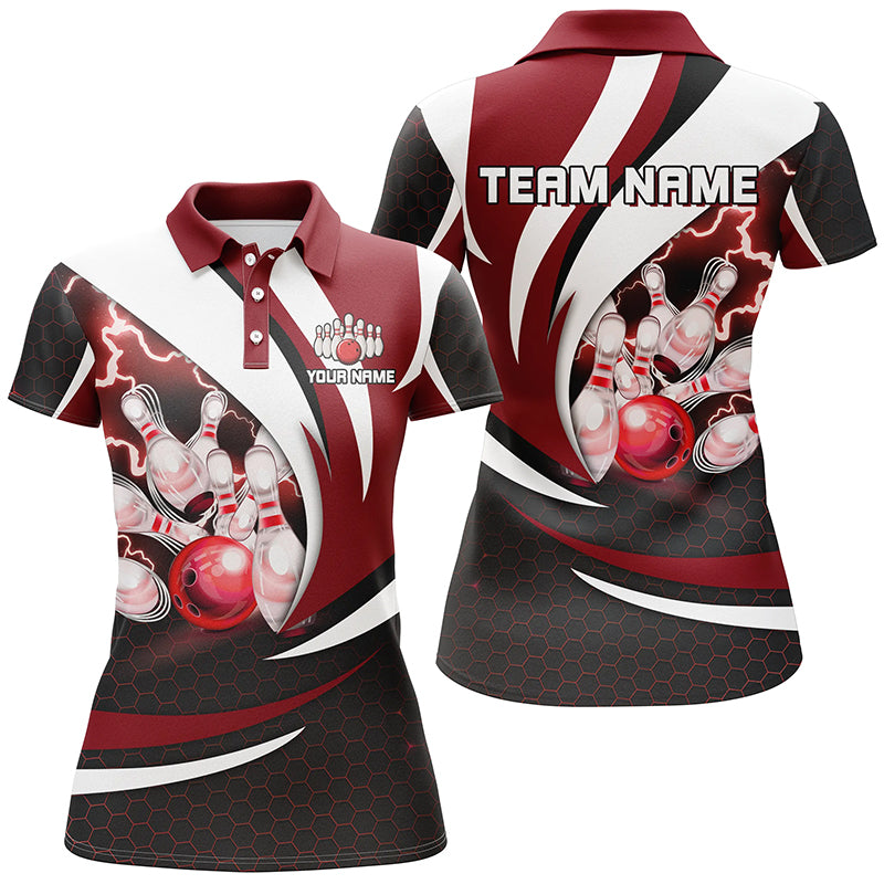 Personalized Bowling Shirt for Women Polo Camo Thunder Bowling Team League QZT429