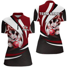Load image into Gallery viewer, Personalized Bowling Shirt for Women Quarter Zip Camo Thunder Bowling Team League QZT429
