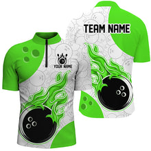 Load image into Gallery viewer, Men Flame Bowling Shirt Custom Orange Bowling Jerseys Team League Quarter-Zip QZT283