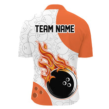 Load image into Gallery viewer, Men Flame Bowling Shirt Custom Orange Bowling Jerseys Team League Quarter-Zip QZT283