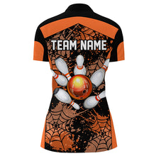 Load image into Gallery viewer, Orange Bowling Shirt for Women Spider Bowling Shirt Customized Polo Shirt Unisex QZT288