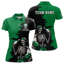 Load image into Gallery viewer, Personalized Skeleton Bowling Shirt for Women Skull Bowling Jersey Polo Bowling Shirt QZT407