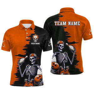 Personalized Skeleton Bowling Shirt for Men Skull Bowling Jersey Polo Bowling Shirt QZT407
