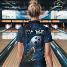 Load image into Gallery viewer, Custom Blue Bowling Shirt Wolf Bowling Team Jersey for Women Polo &amp; 1/4 Zip Bowling Outfit QZT703