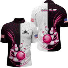 Load image into Gallery viewer, Custom Bowling Shirts for Men Camo Bowling Jersey 1/4 Zip Bowling Team League QZT449