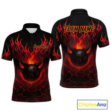 Load image into Gallery viewer, Red Flame Demon Bowling Ball Shirt for Men Custom Bowling Team Jersey Bowling Outfit Polo &amp; Quarter-Zip QZT758