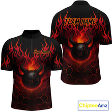Load image into Gallery viewer, Red Flame Demon Bowling Ball Shirt for Men Custom Bowling Team Jersey Bowling Outfit Polo &amp; Quarter-Zip QZT758