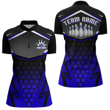 Load image into Gallery viewer, Personalized Bowling Shirt Bowling Team League Women Bowling Jersey 1/4 ZIP Shirt QZT265