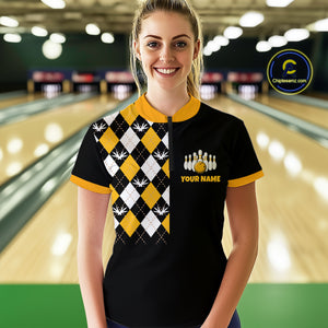 Chick Bowling Shirt Funny Chicken Bowling Team Jersey for Women Polo & Quarter-Zip Bowling League QZT705