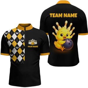 Chick Bowling Shirt Funny Chicken Bowling Team Jersey for Men Polo & Quarter-Zip Bowling League QZT705