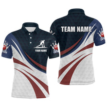Load image into Gallery viewer, Personalized Red Blue &amp; White Bowling Shirt Patriotic Polo Bowling Jersey for Men &amp; Women QZT677