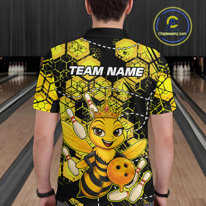 Custom Funny Bee Bowling Shirts for Men 3D Bowling League Jersey Polo & Quarter-Zip QZT743