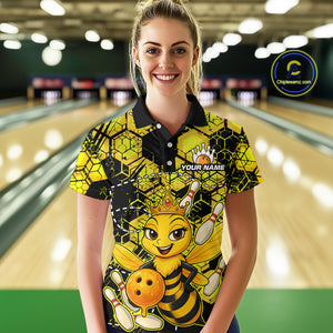 Custom Funny Bee Bowling Shirts for Women 3D Bowling League Jersey Polo & Quarter-Zip QZT743