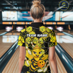 Custom Funny Bee Bowling Shirts for Women 3D Bowling League Jersey Polo & Quarter-Zip QZT743