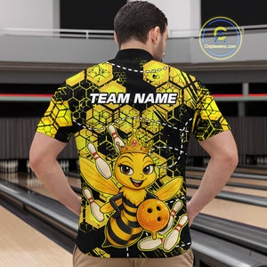 Custom Funny Bee Bowling Shirts for Men 3D Bowling League Jersey Polo & Quarter-Zip QZT743