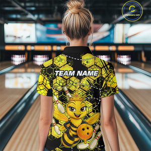 Custom Funny Bee Bowling Shirts for Women 3D Bowling League Jersey Polo & Quarter-Zip QZT743