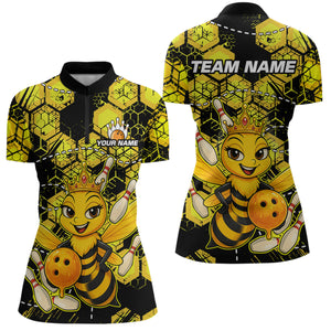 Custom Funny Bee Bowling Shirts for Women 3D Bowling League Jersey Polo & Quarter-Zip QZT743