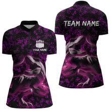 Load image into Gallery viewer, Custom Purple Bowling Shirt Dinosaur Bowling Jersey Quarter Zip Bowling League QZT632