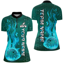 Load image into Gallery viewer, Custom Flame Bowling Shirts Bowling Jersey for Women 1/4 Zip Bowling Uniform QZT447