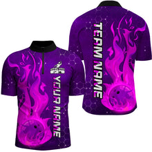 Load image into Gallery viewer, Custom Flame Bowling Shirts Bowling Jersey for Men 1/4 Zip Bowling Uniform QZT447