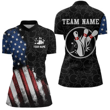 Load image into Gallery viewer, Personalized American Bowling Shirt Quarter-Zip Bowling Jersey Patriotic Bowling Outfit QZT684