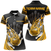 Load image into Gallery viewer, Personalized Flame Bowling Shirts Women Bowling Team League Polo Bowling QZT410
