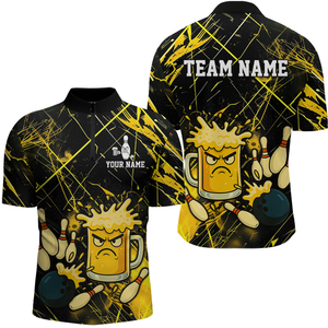 Custom Yellow Funny Beer Bowling Shirt Team Bowling League Jersey for Men Bowling Outfit QZT767