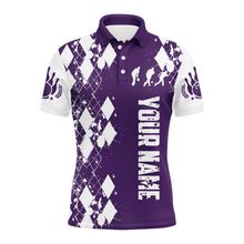 Load image into Gallery viewer, Purple White Bowling Shirt Unisex Custom Bowling Jersey Polo Bowling Shirt for Men QZT264
