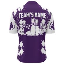 Load image into Gallery viewer, Purple White Bowling Shirt Unisex Custom Bowling Jersey Quarter-Zip Bowling Shirt for Men QZT264