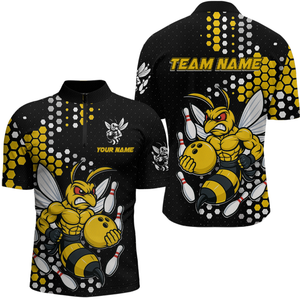 Custom Funny Bee Bowling Team Shirt Bowling Jersey for Men Bowling Outfit Gifts QZT721