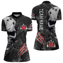 Load image into Gallery viewer, Custom Bowling Shirt for Women Skull Bowling Jersey Bowling Team League Quarter-Zip Shirt QZT47-3