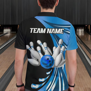 Personalized Blue Bowling Team Jersey For Men & Women Custom Bowling Polo Shirt BDT457