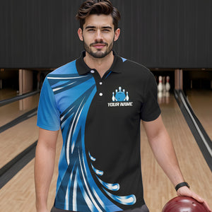 Personalized Blue Bowling Team Jersey For Men & Women Custom Bowling Polo Shirt BDT457