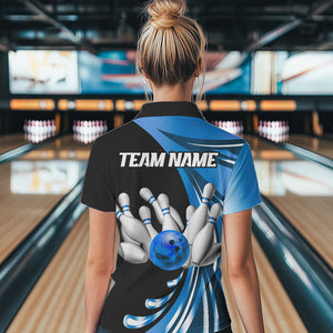 Personalized Blue Bowling Team Jersey For Men & Women Custom Bowling Polo Shirt BDT457