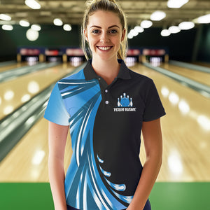 Personalized Blue Bowling Team Jersey For Men & Women Custom Bowling Polo Shirt BDT457