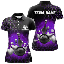 Load image into Gallery viewer, Personalized Purple Bowling Jersey Men and Women Custom Bowling Polo Shirt Team BDT490