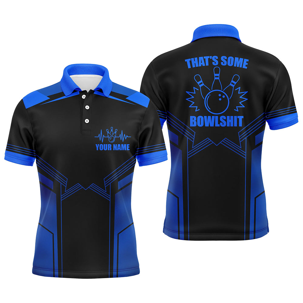 That's Some Bowlshit Bowling Polo Shirt For Men Custom Blue&Black Bowling Team League Jersey BDT160