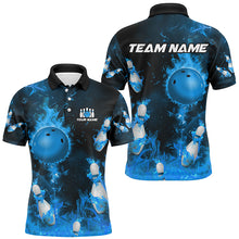 Load image into Gallery viewer, Blue Flame Bowling Shirts Men &amp; Women Custom Bowling Team Jersey Polo Bowling Uniform BDT529